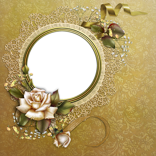 This png image - Gold Round Frame with Roses, is available for free download