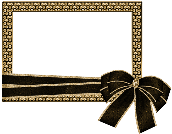 This png image - Gold Transparent PNG Photo Frame with Diamonds and Bow, is available for free download