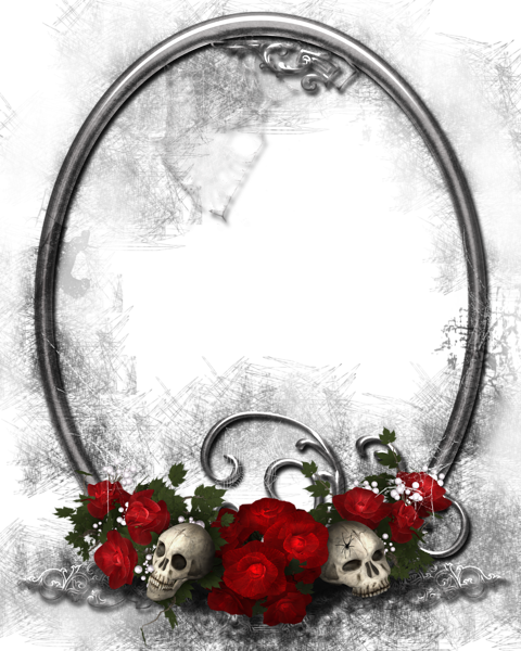 This png image - Halloween Transparent PNG Frame with Skulls and Roses, is available for free download