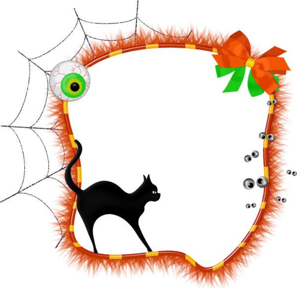 This png image - Halloween Transparent Photo Frame with Black Cat, is available for free download