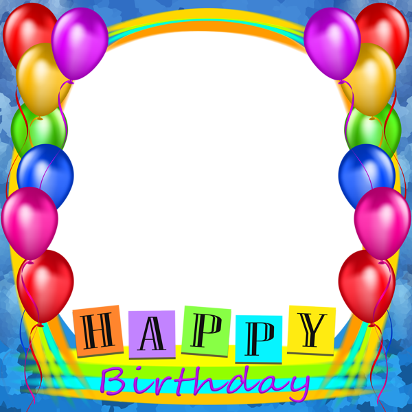 This png image - Happy Birthday Blue Festive PNG Frame, is available for free download