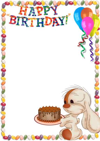 This png image - Happy Birthday Kids Transparent Photo Frame with Cute Bunny, is available for free download