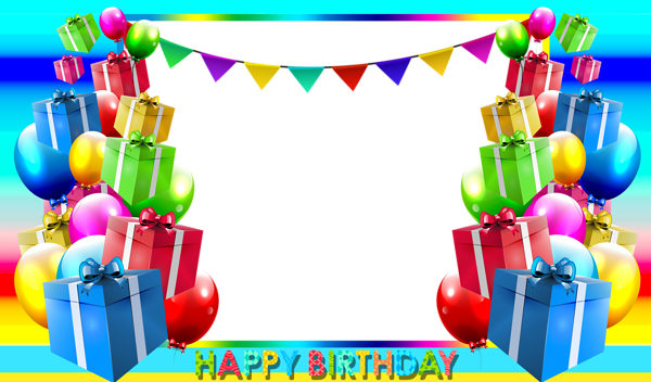 This png image - Happy Birthday PNG Blue Photo Frame, is available for free download