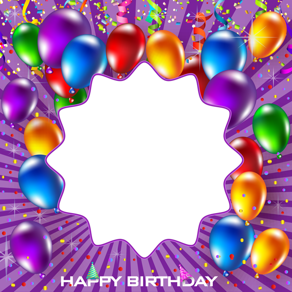 Happy Birthday Purple PNG Frame | Gallery Yopriceville - High-Quality ...