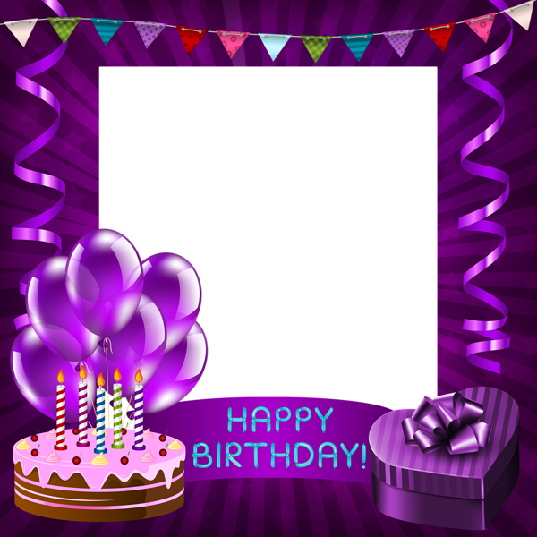 Happy Birthday Purple Transparent PNG Frame | Gallery Yopriceville ...