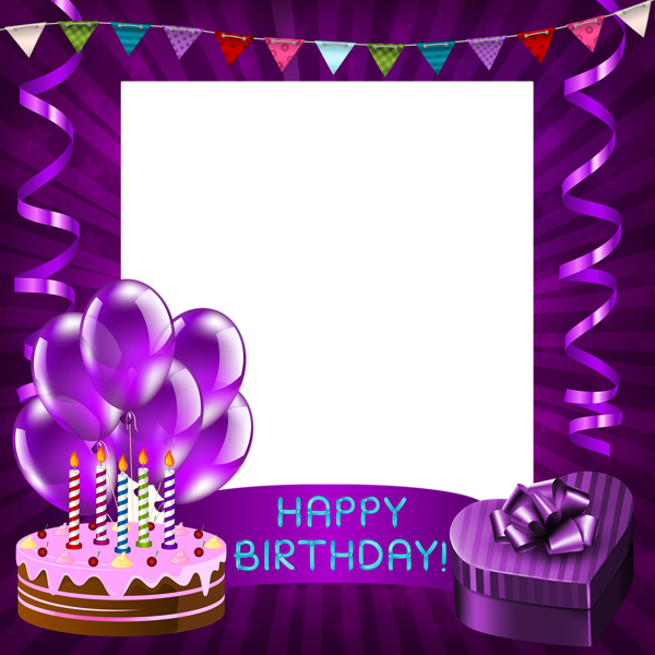 This png image - Happy Birthday Purple Transparent PNG Frame, is available for free download