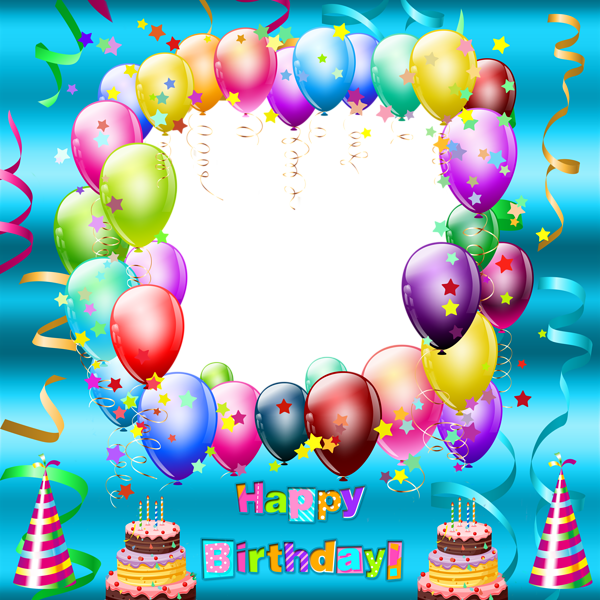 This png image - Happy Birthday Transparent Blue Frame, is available for free download