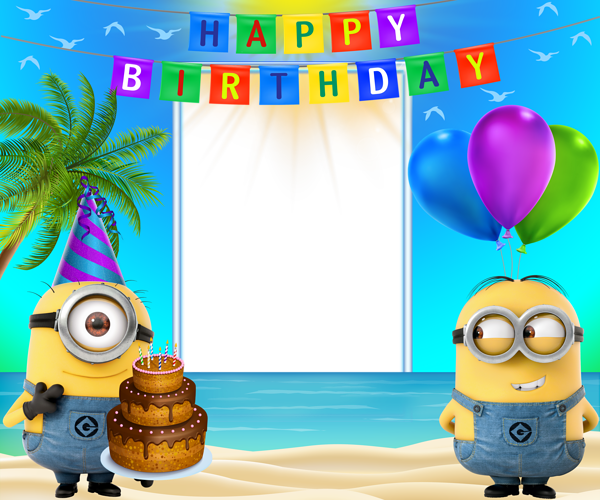 This png image - Happy Birthday Transparent Frame with Minions, is available for free download