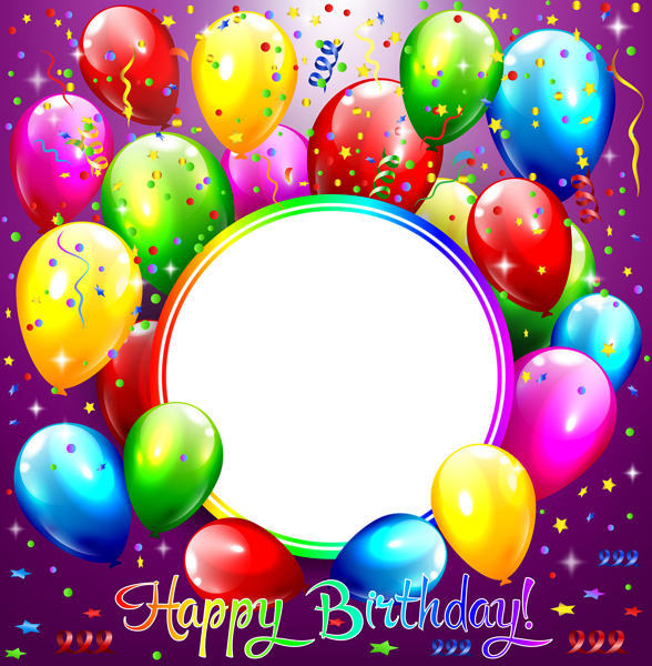 This png image - Happy Birthday Transparent Purple Frame, is available for free download
