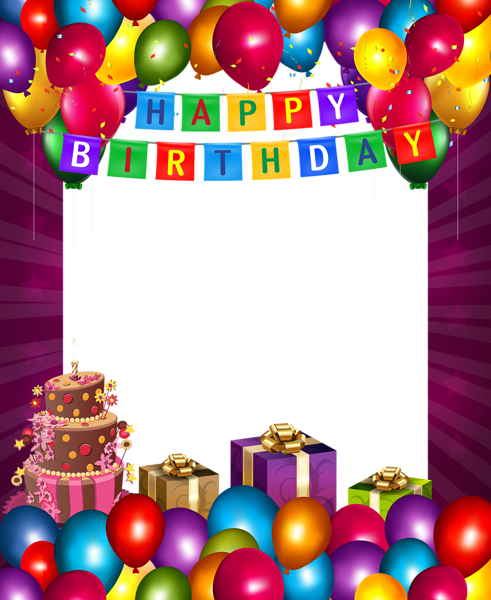 This png image - Happy Birthday with Balloons Transparent PNG Frame, is available for free download