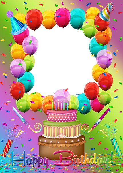 This png image - Happy Birthday with Cake Transparent PNG Frame, is available for free download