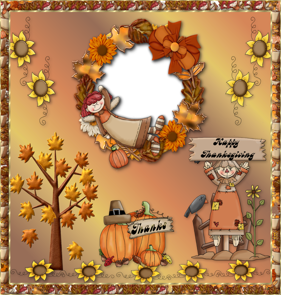 This png image - Happy Thanksgiving PNG Photo Frame, is available for free download