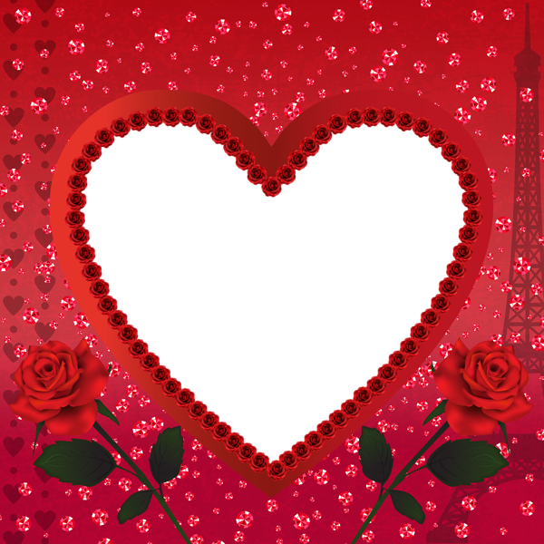 This png image - Heart Romantic Love in Paris PNG Transparent Frame, is available for free download