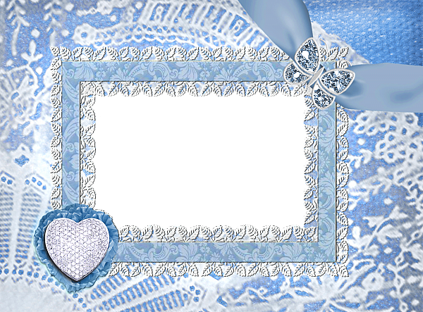 This png image - Heart and Butterfly Jewellery Blue Transparent Frame, is available for free download