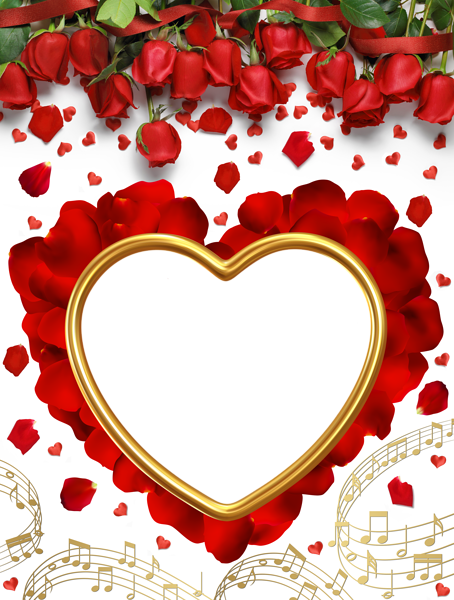 This png image - Heart with Roses Transparent Frame, is available for free download