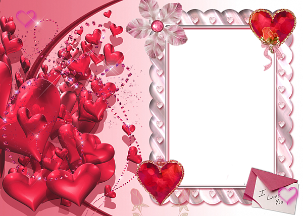This png image - I Love You Heart Transparent Frame Pink, is available for free download