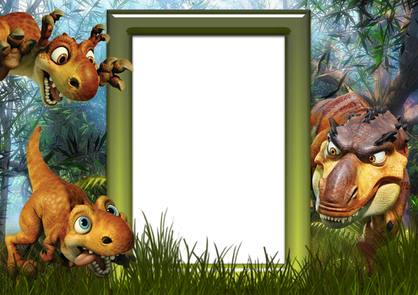 This png image - Kids PNG Photo Frame with Dinosaurs, is available for free download