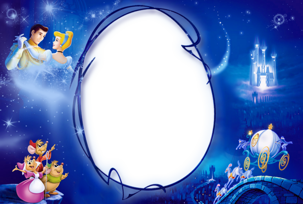 This png image - Kids PNG Photo Frame with Princess Cinderella, is available for free download