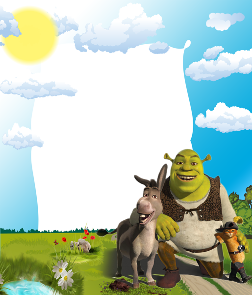 This png image - Kids PNG Photo Frame with Shrek, is available for free download