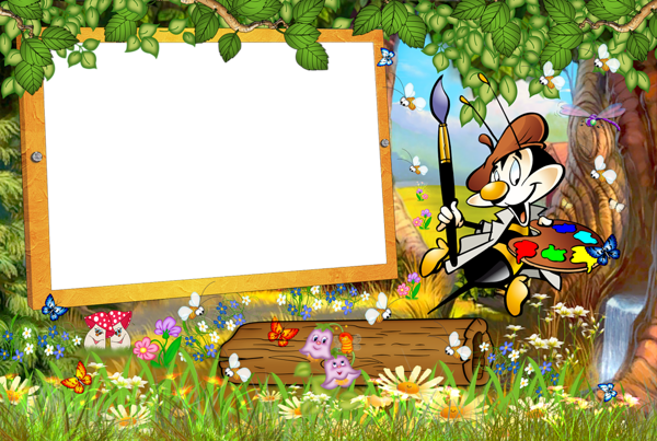 This png image - Kids Transparent Frame with Cartoon Painter, is available for free download