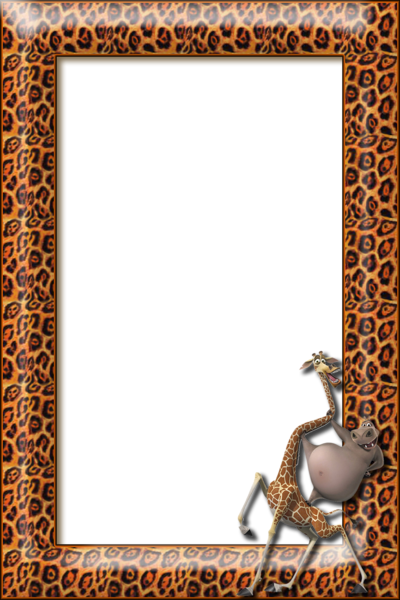 This png image - Kids Transparent Frame with Gloria and Melman Madagascar, is available for free download