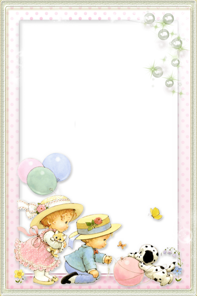 This png image - Kids Transparent PNG Photo Frame with Cute Girl and Boy, is available for free download