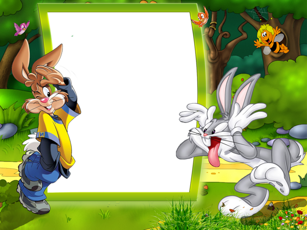 This png image - Kids Transparent Photo Frame with Bunnies, is available for free download