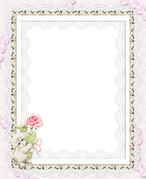 This png image - Kitty with Rose Transparent Frame, is available for free download