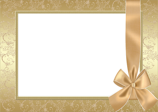 This png image - Large Gold Transparent Frame With Gold Bow, is available for free download