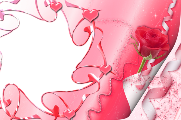 This png image - Large Pink Frame with Rose and Hearts, is available for free download