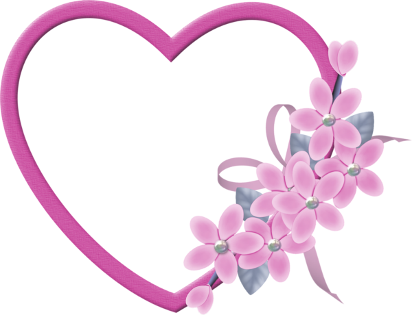 This png image - Large Pink Heart Transparent Frame with Pink Flowers, is available for free download