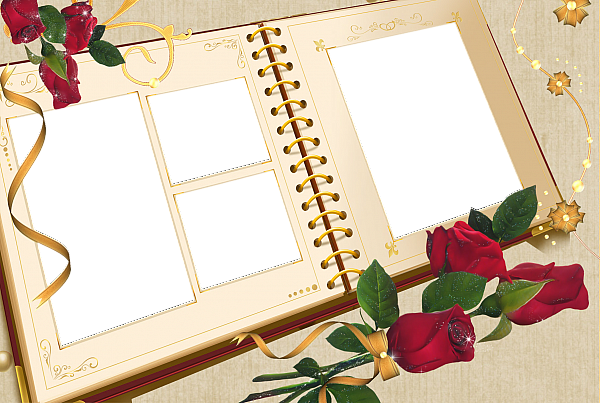 This png image - Large Transparent Album Frame with Roses, is available for free download