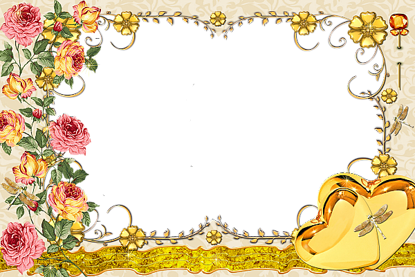 This png image - Large Transparent Gold Frame with Flowers, is available for free download