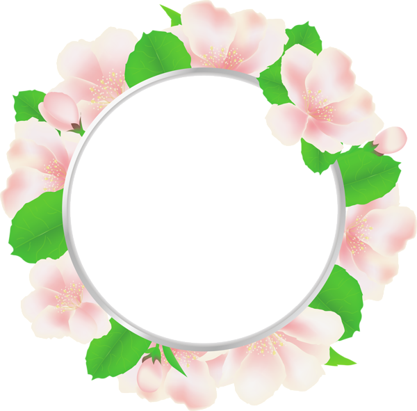 This png image - Large Transparent Round Frame with Soft Flowers, is available for free download