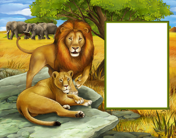 This png image - Lions in the Jungle Transparent Kids Photo Frame, is available for free download