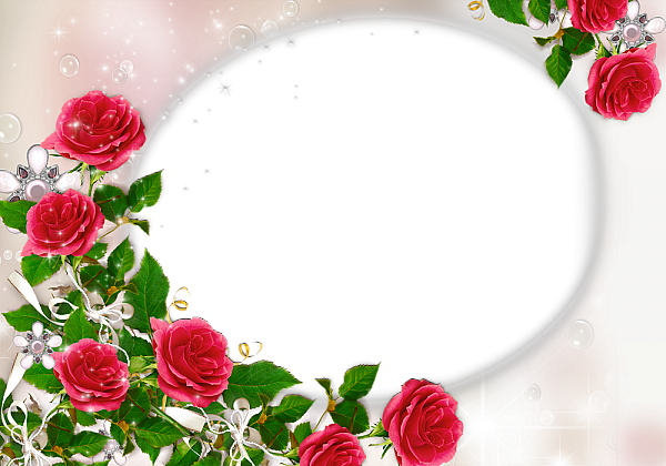 This png image - Lovely Transparent Frame with Beautiful Red Roses, is available for free download