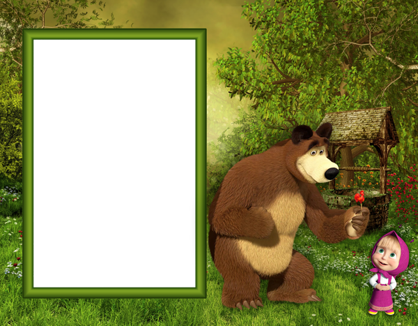 This png image - Masha and the Bear PNG Kids Photo Frame, is available for free download