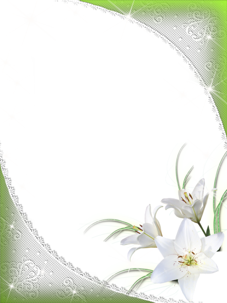 This png image - Nice Green-PNG Frame with White Flowers, is available for free download