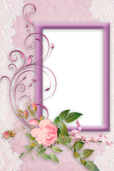 Nice Pink PNG Frame with Rose | Gallery Yopriceville - High-Quality
