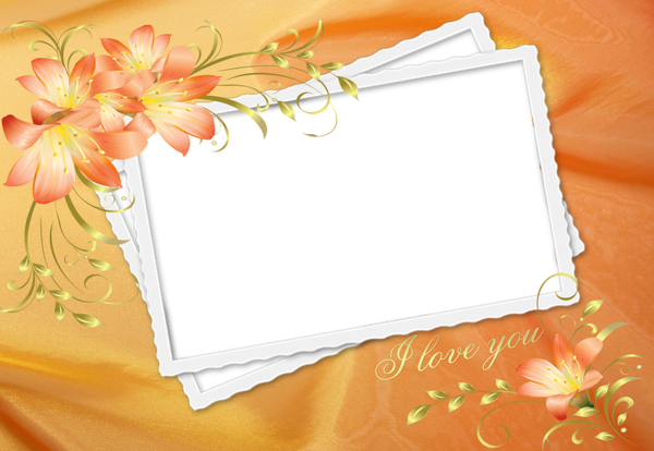 Orange and Yellow PNG Flowers Frame I Love You | Gallery ...