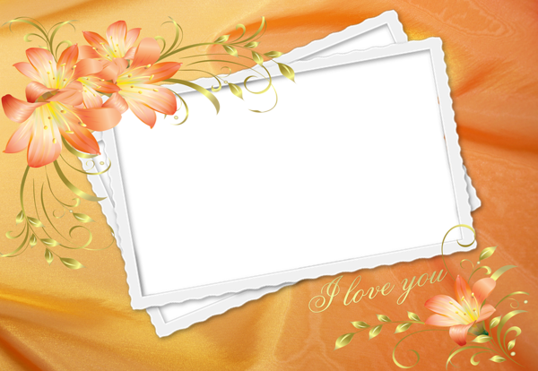 This png image - Orange and Yellow PNG Flowers Frame I Love You, is available for free download