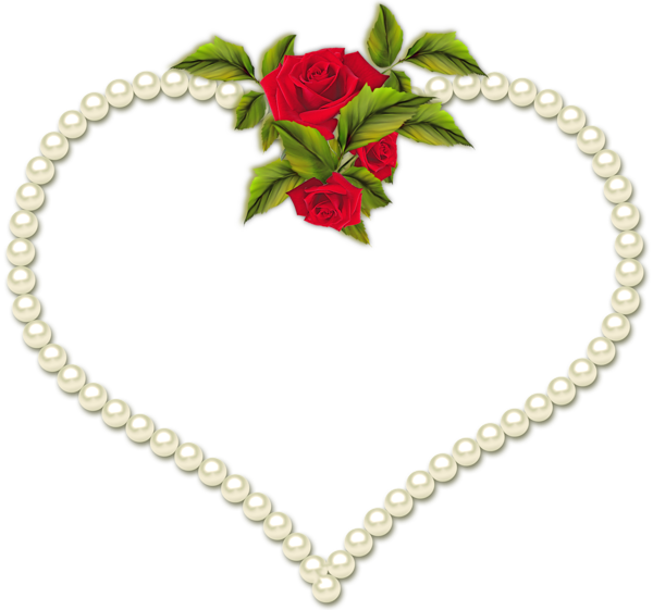 This png image - Pearl Transparent Heart Frame with Roses, is available for free download