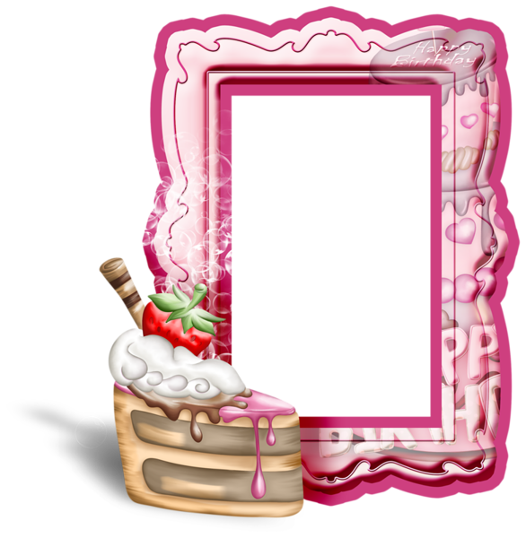 This png image - Pink Birthday Transparent Frame with Cake, is available for free download