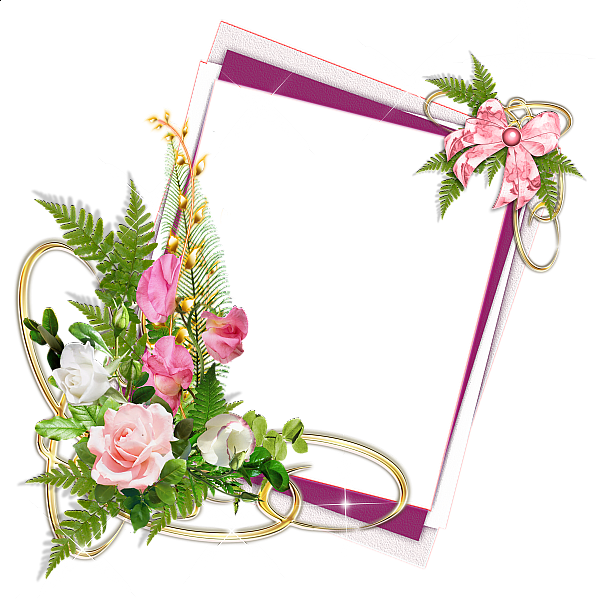 This png image - Pink Frame with Roses and Ribbon, is available for free download