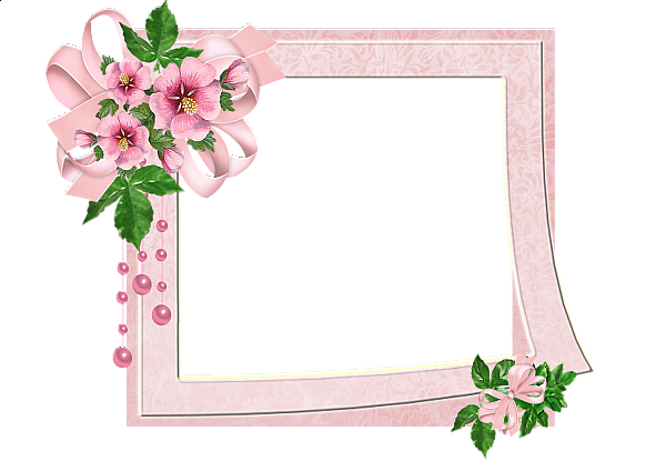This png image - Pink Frame with Flowers and Ribbon, is available for free download