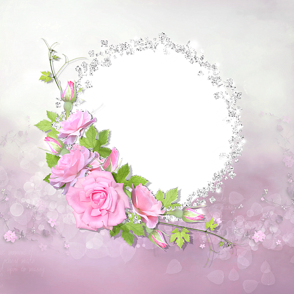 This png image - Pink Roses with Diamonds Transparent Frame, is available for free download