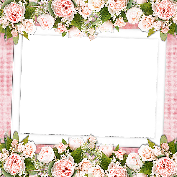 This png image - Pink Tansparent Frame wit Pink Roses, is available for free download