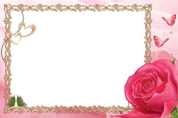 This png image - Pink Transparent Frame with Rose, is available for free download
