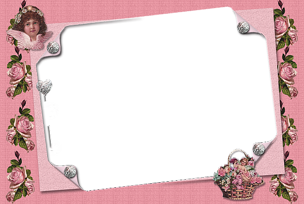 This png image - Pink Transparent Frame with Angel, is available for free download