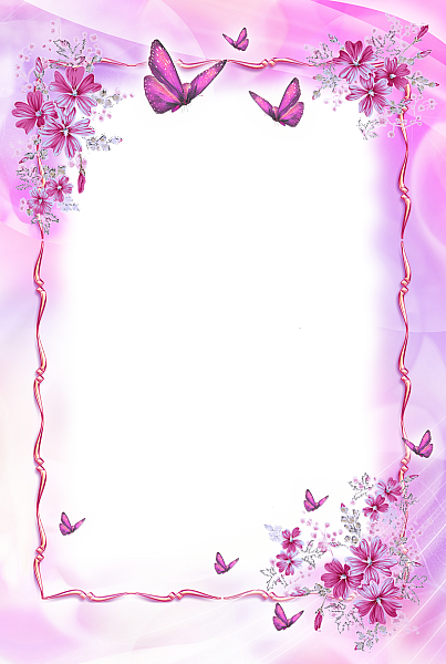 This png image - Pink Transparent Frame with Butterflies, is available for free download